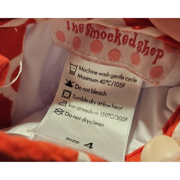 The Smocked Shop Red Embroidered Christmas Tree Dress Girls Size 4 Holiday - Picture 8 of 8